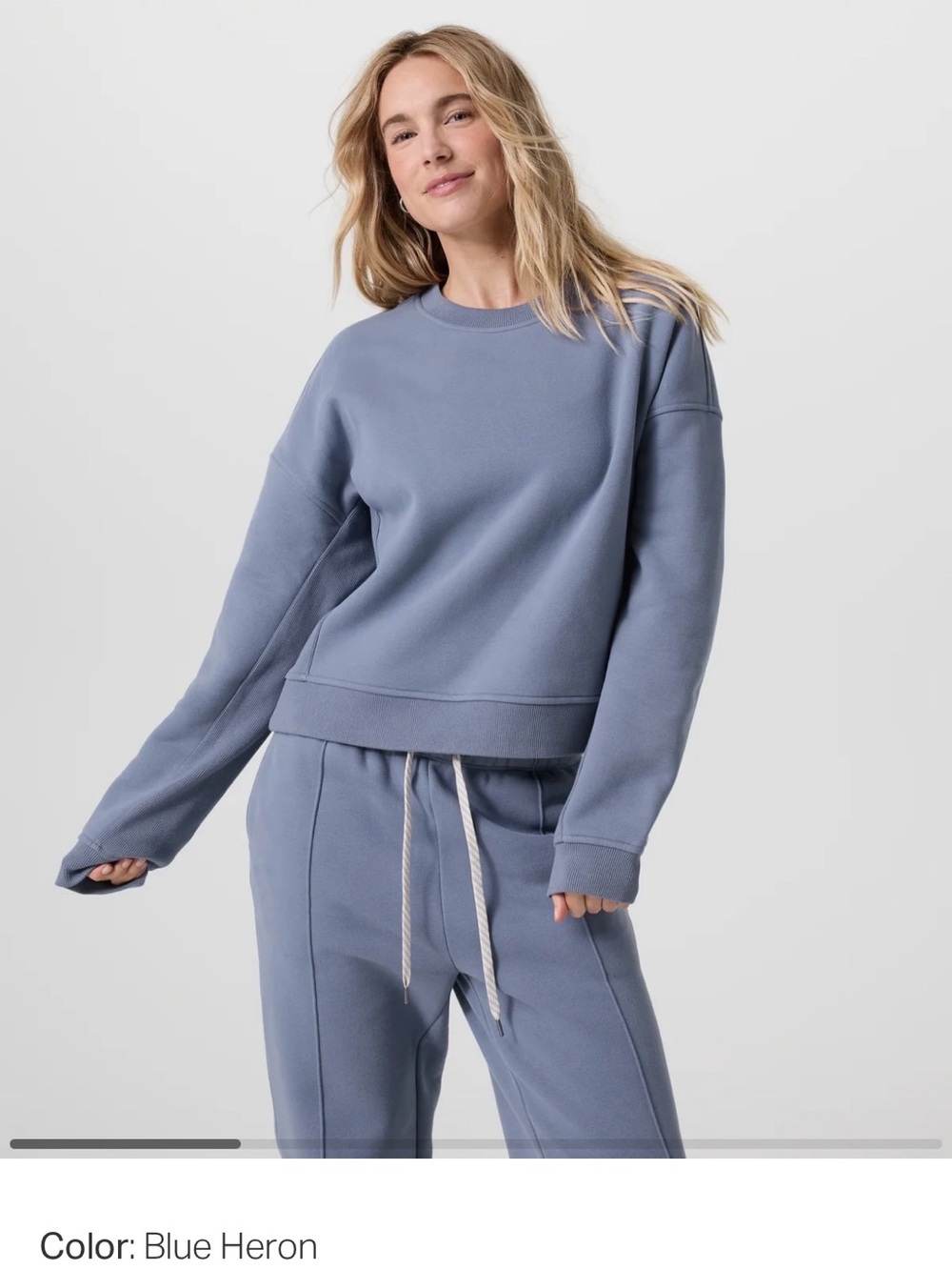 Vuori Restore Ribbed Crewneck Sweatshirt in Blue Heron size small